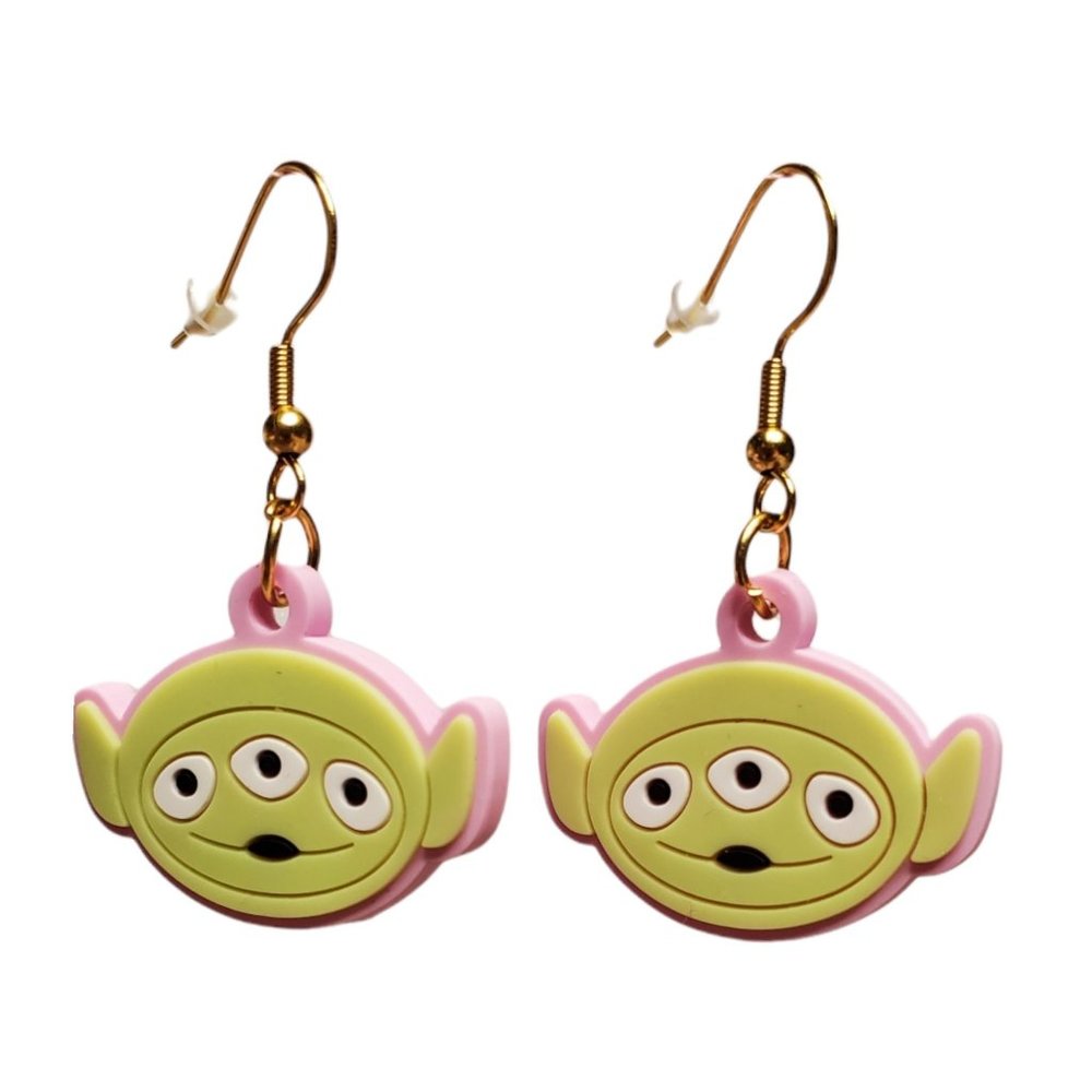 🎄3 FOR $20🎄 Handmade Silicone Toy Story Alien 2" Dangle Earrings.